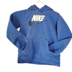 Nike Boys Blue Fleece Pullover Hoodie Futura Logo Swoosh Size S Small RN56323